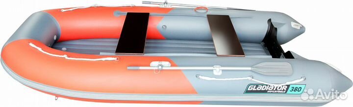 Лодка пвх Gladiator E380S оранжево/темно-серый