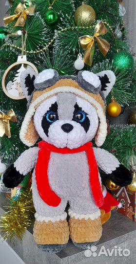 Вязаный плюшевый Енот ручная работа