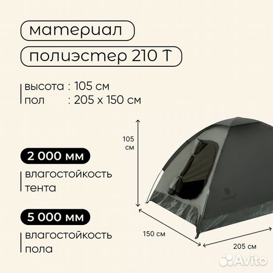 Палатка туристическая, треккинговая maclay terskol