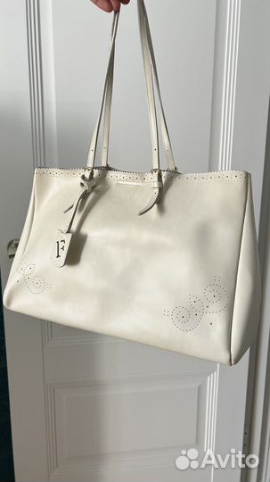 Сумка Furla оригинал шопер белая натуральная кожа