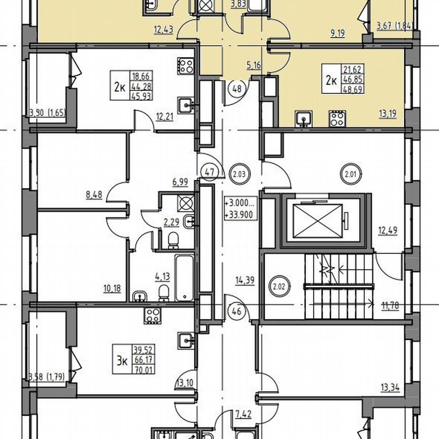 2-к. квартира, 48,7 м², 2/12 эт.