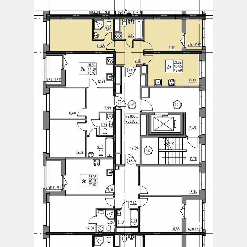2-к. квартира, 48,7 м², 2/12 эт.