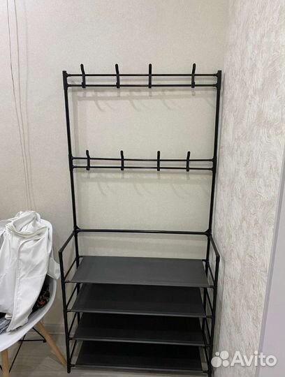 Вешалка с обувницей в прихожую белая