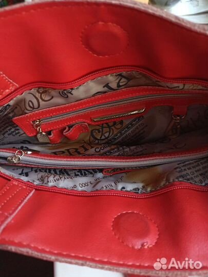 Сумка женская натуральная кожа красная бу