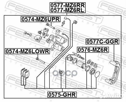 Суппорт тормозной mazda 6 02-13 зад.прав