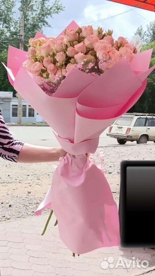 Кустовые Розы Бежевого Цвета 100см/11шт