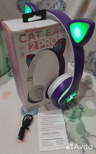 Беспроводные наушники с ушками кошки новые