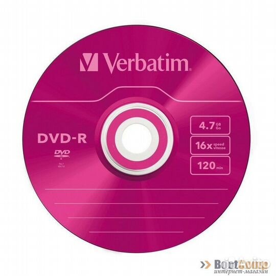 Оптический диск DVD-R 4.7Gb Verbatim 16X Slim Case