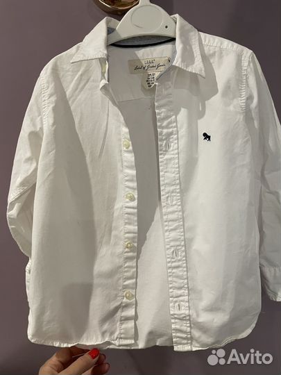 Рубашка белая, синяя, в полоску 104 3-4г H&M