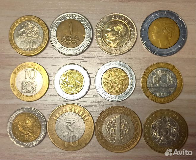 Иностранные монеты биметалл 12 шт