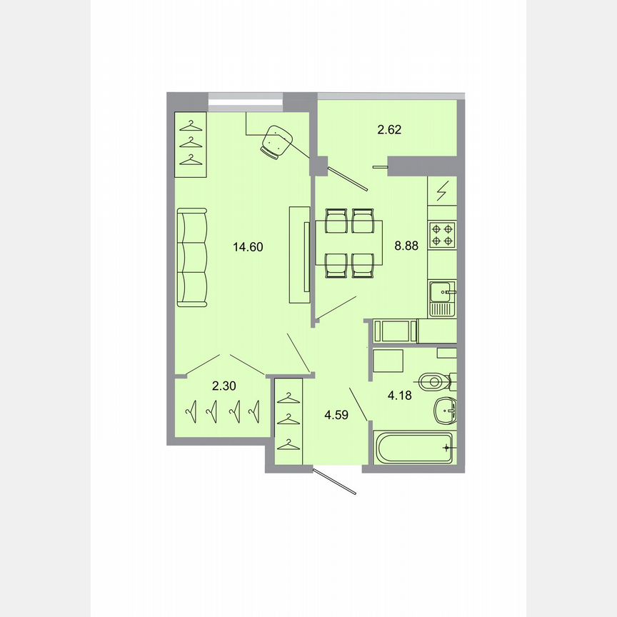 1-к. квартира, 34,8 м², 15/15 эт.