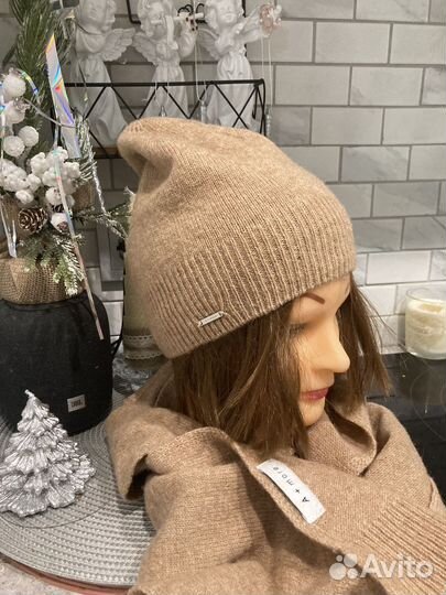 Шапка и шарф на весну(шерсть)