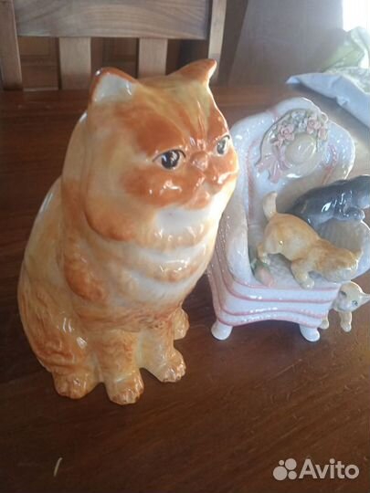 Фарфоровые статуэтки Кот и котята Германия винтаж