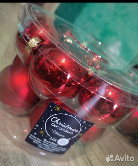 Елочные шары, 12 штук в наборе, стекло