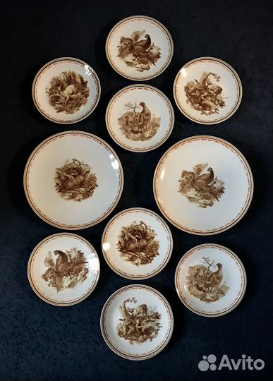 Набор фарфоровых тарелок ГДР (Охота)
