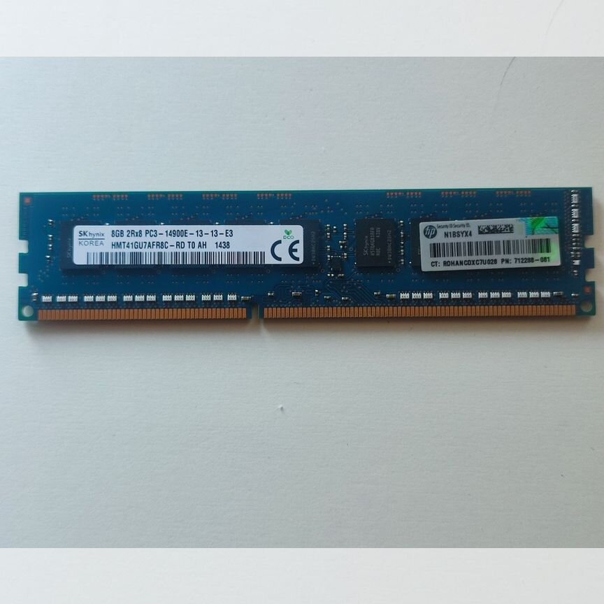 [712288-081] 8 Gb 1866 Mhz Ecc Udimm Hp Склад 13 Шт