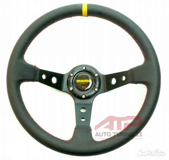 Руль momo Style - с выносом - 350мм (PVC кожа/крас