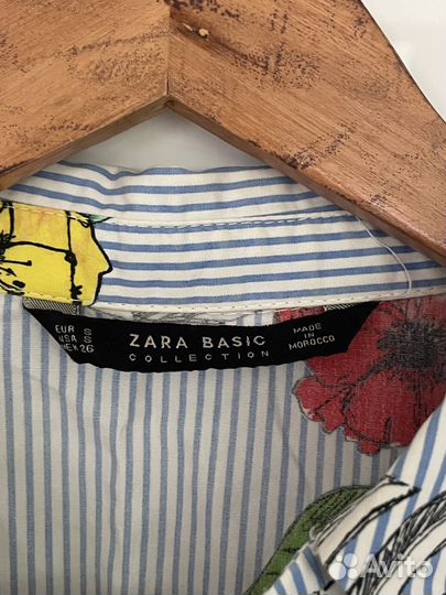 Рубашка zara в синяя в полоску