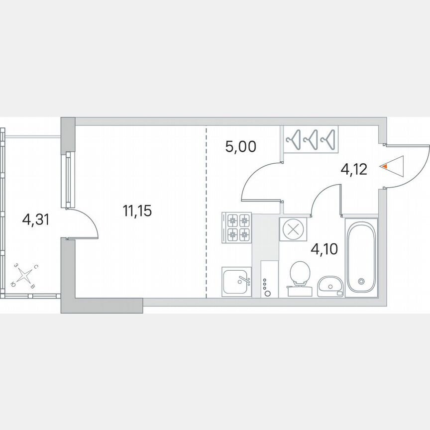 Квартира-студия, 25,7 м², 4/8 эт.