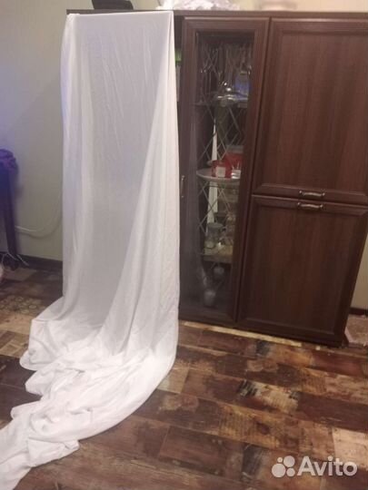 Тюль белая с утяжелителем(не прозрачная)