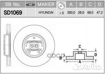 Диск тормозной SD1069 SD1069 Sangsin brake