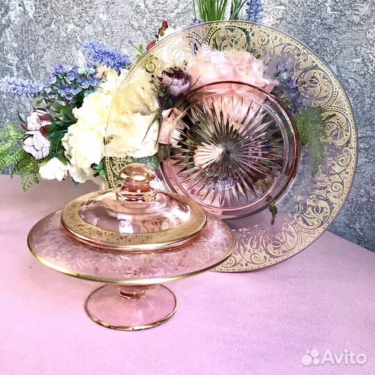 Конфетница/ваза с тарелкой, винтаж, Франция