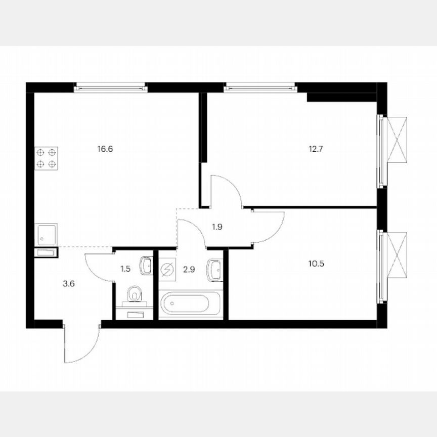 2-к. квартира, 49,7 м², 2/13 эт.