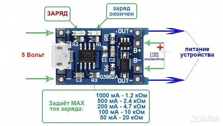 Новая Плата зарядки TP4056 с защитой