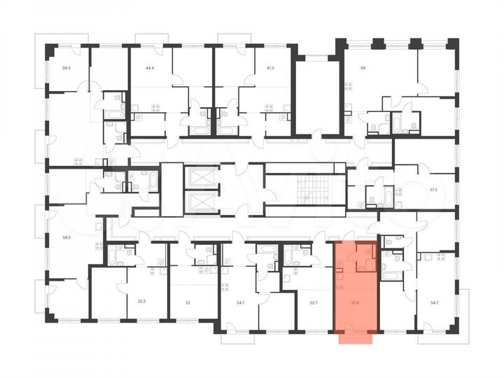 Квартира-студия, 22,4 м², 6/15 эт.