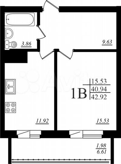 1-к. квартира, 42,7 м², 13/19 эт.