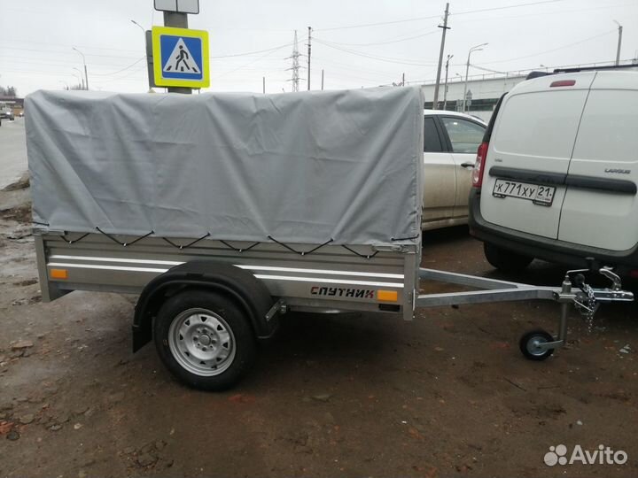 Прицеп 2,0х1,3м с тентом 70см спутник Expert