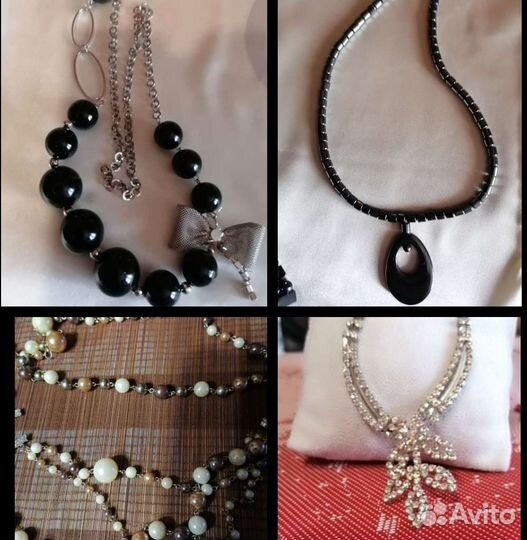 Гематит колье и браслет, бижутерия