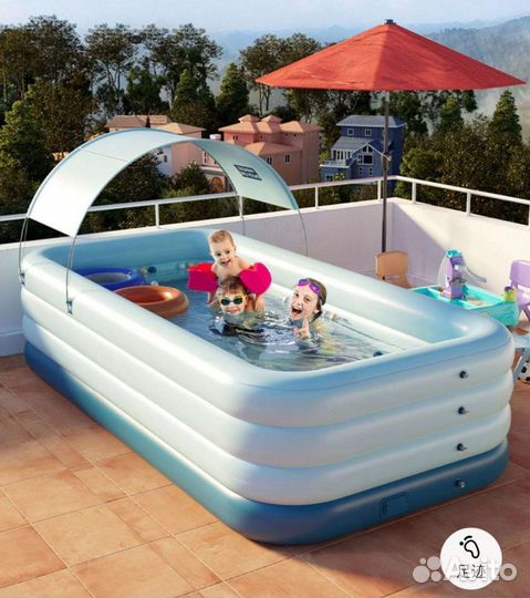 Надувной бассейн большой с козырьком