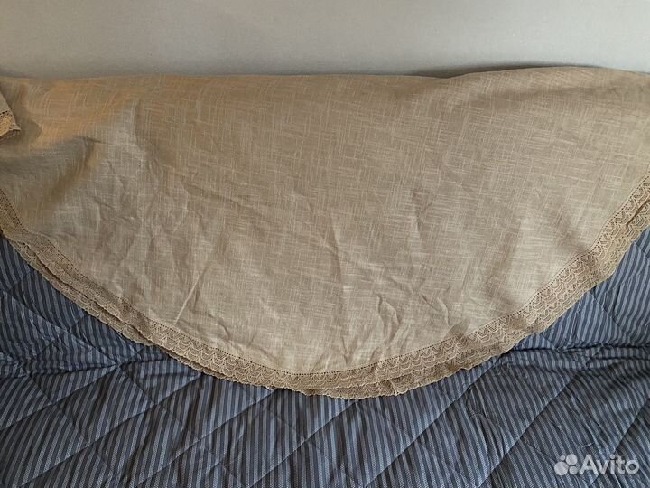 Винтажная скатерть на круглый стол лен с хлопком