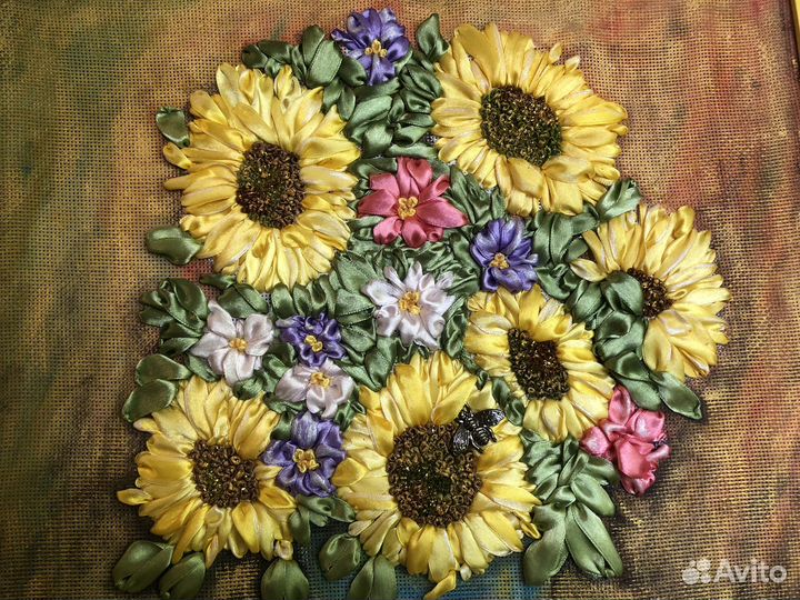 Вышивка лентами картина