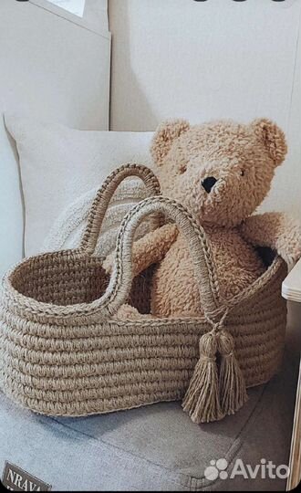 Люлька для куклы из джута, колыбелька для куклы