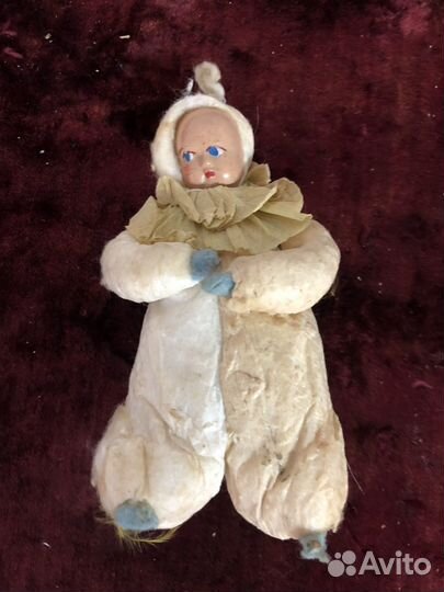 Ватная елочная игрушка Клоун СССР