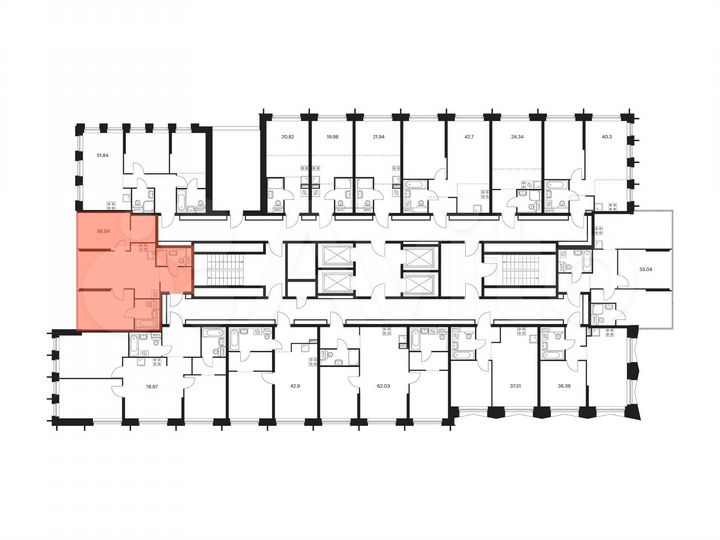 2-к. квартира, 57,3 м², 23/32 эт.