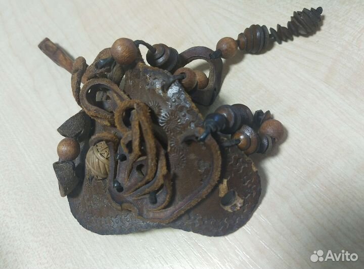 Заколка для волос СССР кожа лося ручная работа