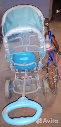 Детский велосипед + коляска с ручкой бу
