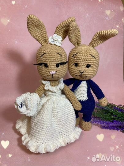 Жених и невеста зайцы ручной работы