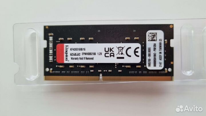 Память sodimm DDR4 16384mbpc21300 2666MHz Kingston