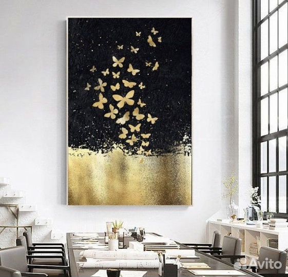Популярная интерьерная картина. Золотая бабочка