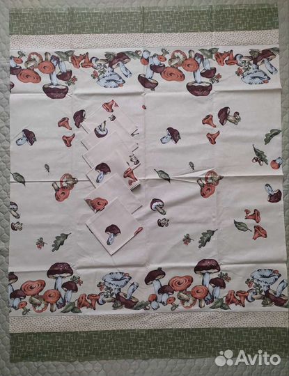 Скатерть лен и комплект салфеток