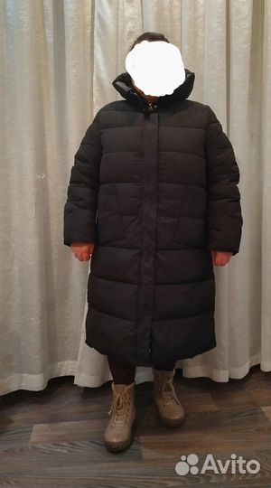 Пальто стёганое с капюшоном больших размеров
