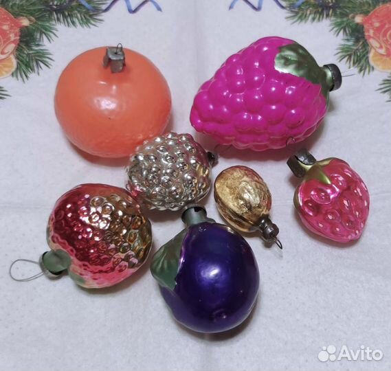 Ёлочные игрушки СССР 50-60г фрукты 7штук