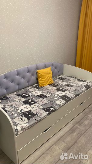 Детская кровать софа-9 с мягкой спинкой