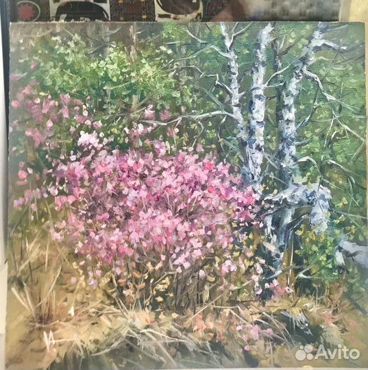 Картина маслом на оргалите 26*26