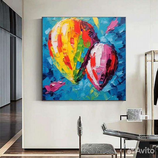 Текстурная картина маслом воздушные шары