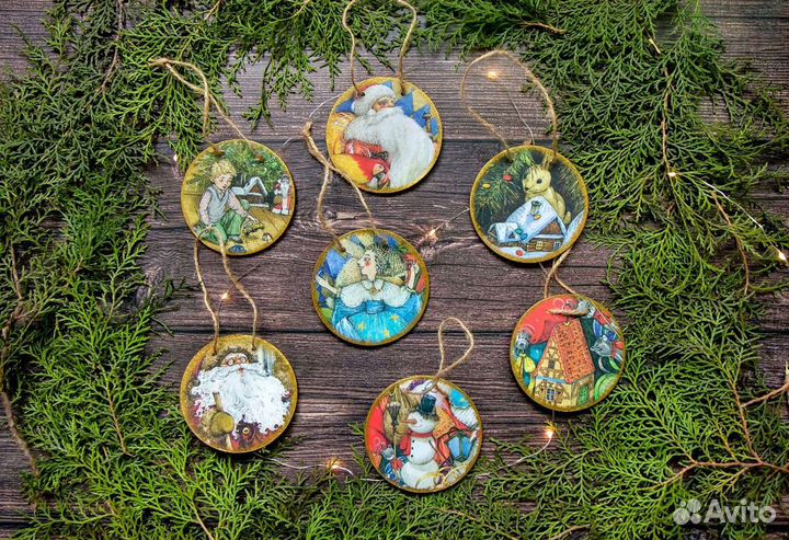 Двусторонние медальоны на ёлку